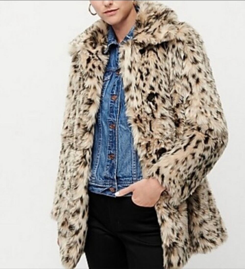 J. Crew Faux Fur Coat in Pale Leopard AD133 Size S